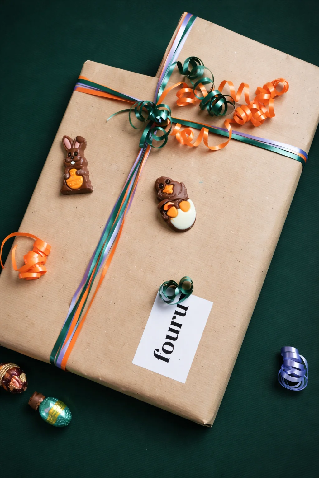 Paascadeau van FOURU op een groene achtergrond